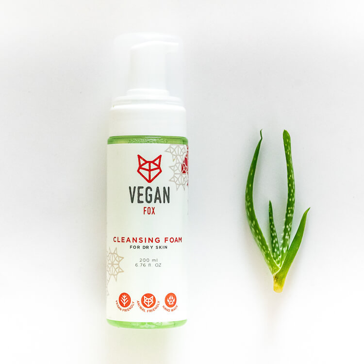 Cleansing foam for dry face skin aloe vera extract vegan fox hand made